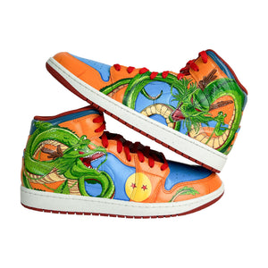 Shenron painted on Dragon Ball custom AJ1 pair