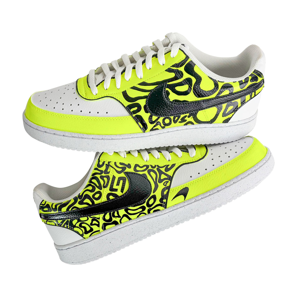 Lando Norris inspired hand-painted Nike Court Vision pair in fluoro yellow