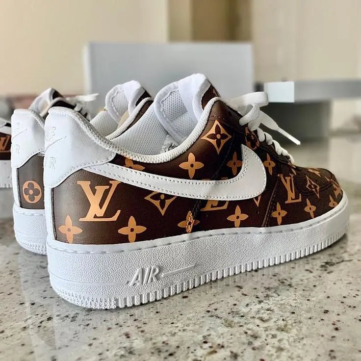 Custom High Top x LV — hand-painted Air Force 1 sneaker, 1-of-1 edition by Sneak Peek Studio Mumbai