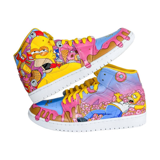 AJ1 x Homer Simpson x Doughnuts - Sneak Peek Shoes