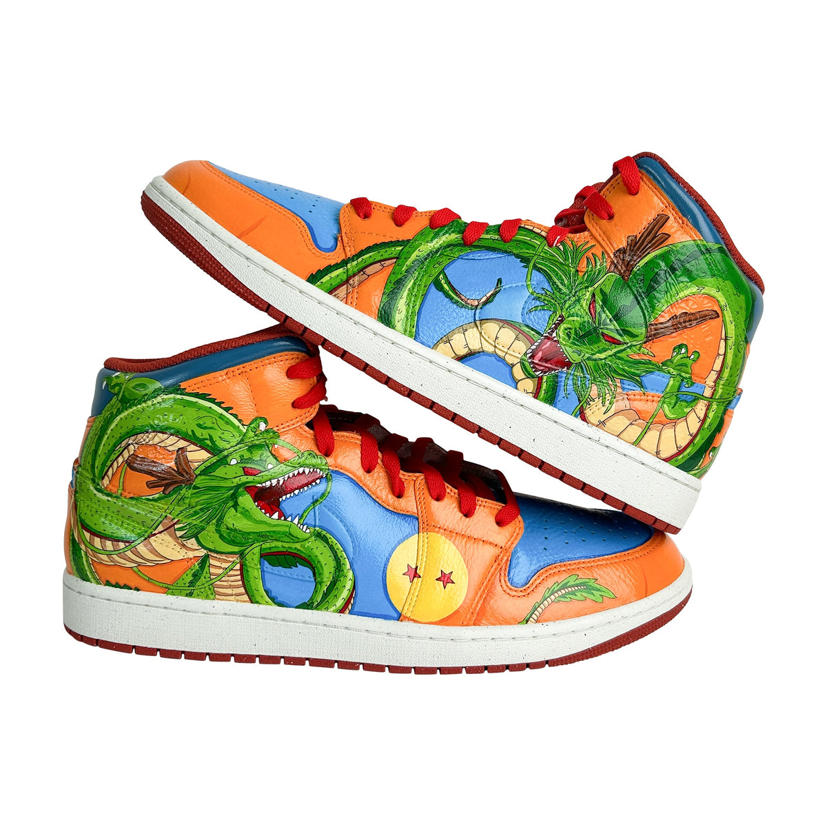 Shenron painted on Dragon Ball custom AJ1 pair
