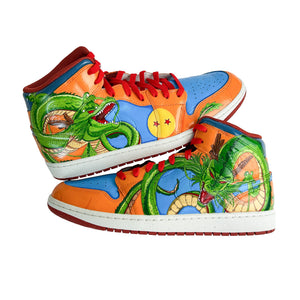 Shenron coiling around Dragon Ball custom sneakers