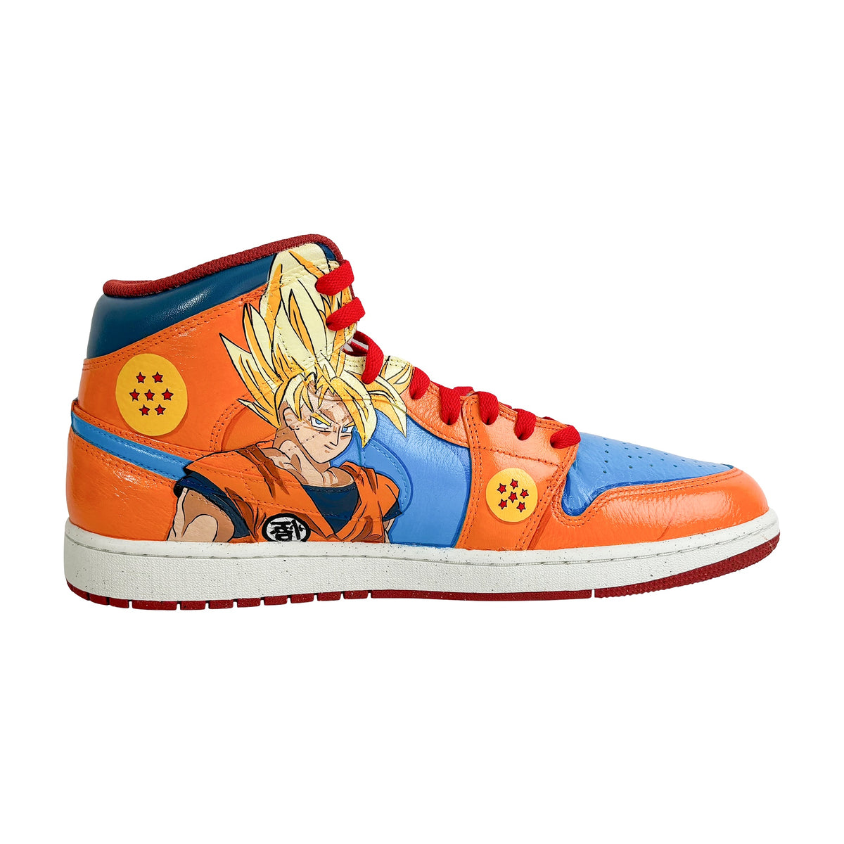Super Saiyan Goku painted on AJ1 Mid quarter panel