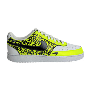 Hand-drawn black doodles on fluoro yellow sneaker