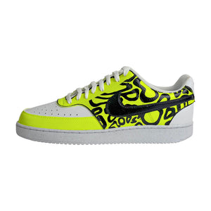 Neon yellow toe stripe on custom Court Vision