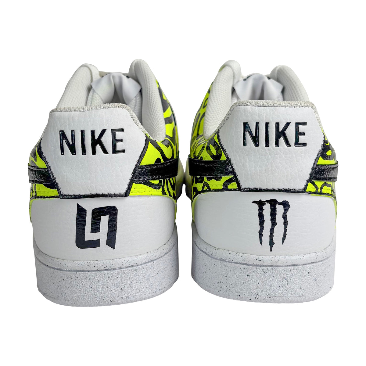 LN and claw logos painted on heels