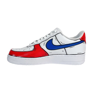 Red and blue comic-outline AF1 lateral view