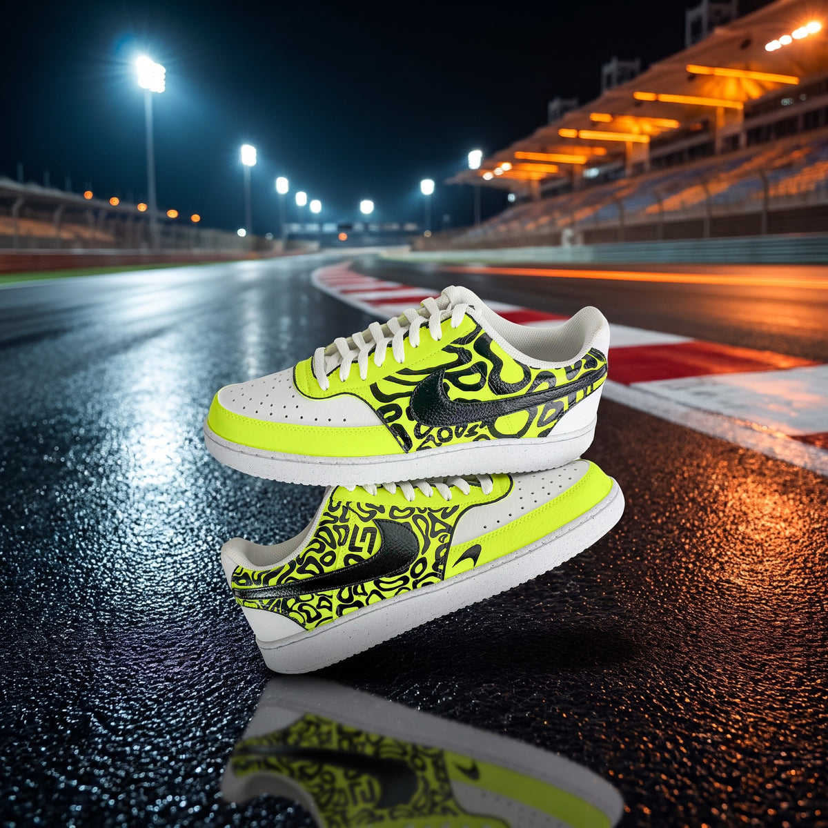 Lando Norris inspired custom Court Vision on a floodlit F1 circuit