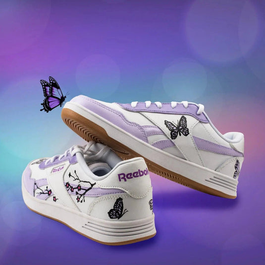 Purple Butterfly Hand Painted Sneakers - Sneak Peek Shoes